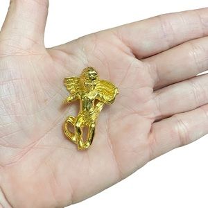Vintage Cherub Gold Tone Brooch & Pendant Premier Design